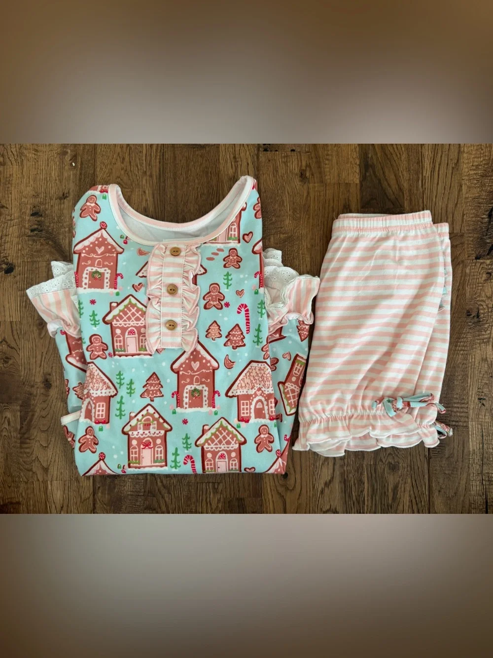 Sweet Honey‎ Gingerbread Nightgown Bloomer Set Gown Short Ruffles Size 6 C